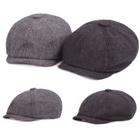 Men's Vintage Style Solid Color Flat Eaves Beret Hat main image 4