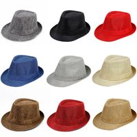أطفال للجنسين الكبار الأساسي ريترو أسلوب بسيط اللون الصامد طنف واسعة قبعة فيدورا main image 2