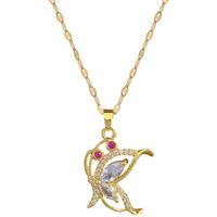 Elegant Butterfly Titanium Steel Copper Plating Inlay Zircon Pendant Necklace main image 3