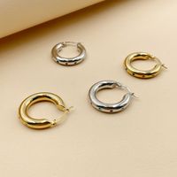 1 Pair Simple Style Circle Stainless Steel Earrings main image 5