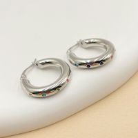 1 Pair Simple Style Circle Stainless Steel Earrings sku image 2