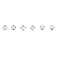Simple Style Heart Shape Copper Plating Zircon Ear Studs 3 Pairs main image 3
