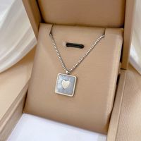 Lady Square Heart Shape Shell Titanium Steel Plating Pendant Necklace 1 Piece main image 2