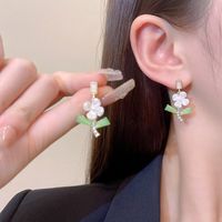 1 Pair Fashion Flower Alloy Inlay Rhinestones Women's Drop Earrings main image 3