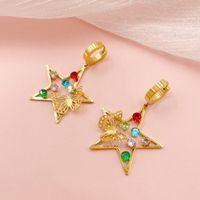 Retro Star Heart Shape Butterfly Stainless Steel Inlay Crystal Zircon Earrings 1 Pair sku image 4