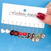 1 Set Fashion Heart Shape Flower Alloy Enamel Women's Drop Earrings main image 5
