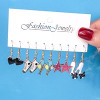 1 Set Fashion Heart Shape Flower Alloy Enamel Women's Drop Earrings sku image 6