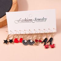 1 Set Fashion Heart Shape Flower Alloy Enamel Women's Drop Earrings sku image 5