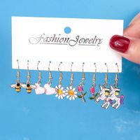 1 Set Fashion Heart Shape Flower Alloy Enamel Women's Drop Earrings main image 2