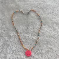 1 Piece Simple Style Smiley Face Resin Beaded Women's Pendant Necklace sku image 1