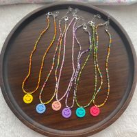 1 Piece Simple Style Smiley Face Resin Beaded Women's Pendant Necklace main image 1