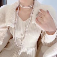 1 Piece Elegant Solid Color Artificial Crystal Artificial Pearl Beaded Women's Layered Necklaces main image 5