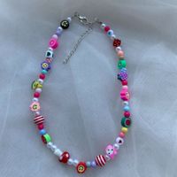 1 Piece Simple Style Smiley Face Pearl Soft Clay Beaded Women's Necklace sku image 3