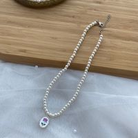 Simple Style Flower Pearl Beaded Pendant Necklace 1 Piece sku image 2