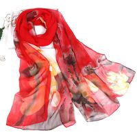 Women's Elegant Flower Georgette Silk Scarves sku image 16