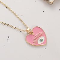 1 Piece Fashion Devil's Eye Heart Shape Alloy Enamel Plating Women's Pendant Necklace main image 4