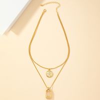 Hip-hop Geometric Alloy Plating Resin Gold Plated Women's Layered Necklaces main image 4