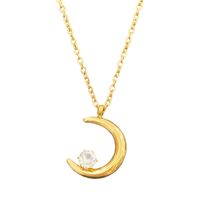 Simple Style Moon Titanium Steel Plating Zircon Pendant Necklace 1 Piece main image 2