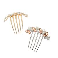 Femmes Style Simple Brillant Rond Papillon Alliage Placage Incruster Strass Perle Insert Peigne main image 4