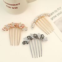 Fashion Butterfly Alloy Inlay Artificial Crystal Artificial Pearls Insert Comb main image 1