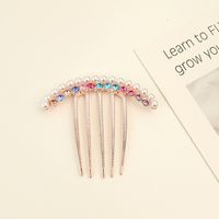 Women's Simple Style Shiny Round Butterfly Alloy Plating Inlay Rhinestones Pearl Insert Comb sku image 2