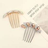 Fashion Butterfly Alloy Inlay Artificial Crystal Artificial Pearls Insert Comb main image 4