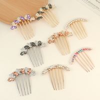 Fashion Butterfly Alloy Inlay Artificial Crystal Artificial Pearls Insert Comb main image 3