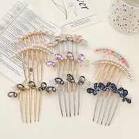 Fashion Butterfly Alloy Inlay Artificial Crystal Artificial Pearls Insert Comb main image 2