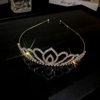 Women's Fashion Crown Alloy Hollow Out Inlay Rhinestones Pearl Crown sku image 3