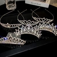 Women's Fashion Crown Alloy Hollow Out Inlay Rhinestones Pearl Crown main image 1