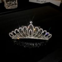 Women's Fashion Crown Alloy Hollow Out Inlay Rhinestones Pearl Crown sku image 6