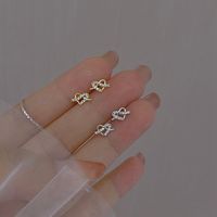 Simple Style Heart Shape Copper Inlay Zircon Ear Studs 1 Pair main image 1