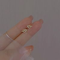 Simple Style Heart Shape Copper Inlay Zircon Ear Studs 1 Pair main image 3