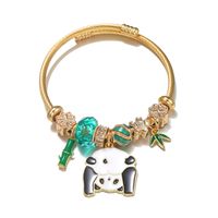 Ethnic Style Panda Bamboo Stainless Steel Alloy Inlay Resin Unisex Bangle main image 5