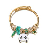 Style Ethnique Panda Bambou Acier Inoxydable Alliage Incruster Résine Unisexe Bracelet sku image 4