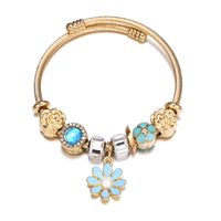 Simple Style Flower Alloy Titanium Steel Copper Enamel Artificial Gemstones Women's Bangle main image 2