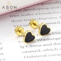 Fashion Heart Shape Stainless Steel Plating Ear Studs 1 Pair main image 1