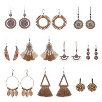 1 Pair Ethnic Style Geometric Pu Leather Metal Tassel Women's Earrings main image 5