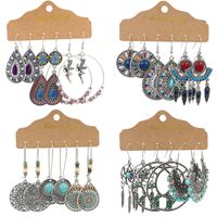 3 Pairs Ethnic Style Geometric Metal Enamel Women's Earrings main image 6