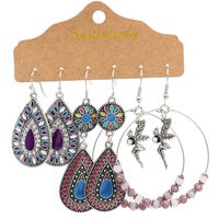 Wholesale Jewelry 1 Set Bohemian Round Water Droplets Flower Alloy Earrings sku image 6
