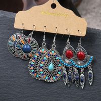 3 Pairs Ethnic Style Geometric Metal Enamel Women's Earrings main image 5