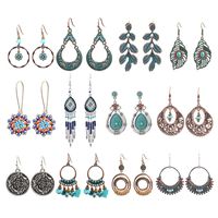 1 Pair Bohemian Round Alloy Irregular Tassel Carving Women's Drop Earrings main image 1