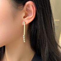 1 Pair Lady Round Plating Inlay 304 Stainless Steel Artificial Rhinestones 18K Gold Plated Drop Earrings main image 3