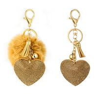 1 Piece Cute Simple Style Heart Shape Alloy Plating Artificial Rhinestones Keychain main image 3