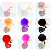 1 Piece Cute Simple Style Heart Shape Alloy Plating Artificial Rhinestones Keychain main image 4