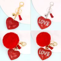 1 Piece Cute Simple Style Heart Shape Alloy Plating Artificial Rhinestones Keychain main image 2