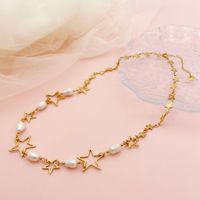 Fashion Star Stainless Steel Inlay Artificial Pearls Necklace main image 1