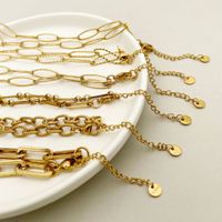 Ins Style Printing Stainless Steel Plating Chain 14k Gold Plated Necklace main image 1