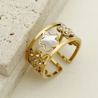 Fashion Geometric Stainless Steel Plating Rhinestones 14k Gold Plated Open Ring main image 1