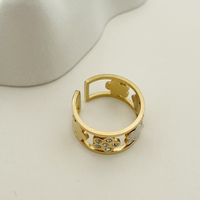 Fashion Geometric Stainless Steel Plating Rhinestones 14k Gold Plated Open Ring main image 3
